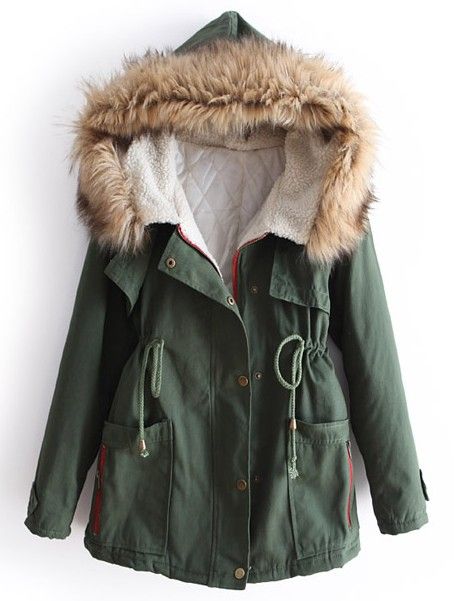 Shop Green Fur Hooded Long Sleeve Drawstring Pockets Coat online. SheIn offers Green Fur Hooded Long Sleeve Drawstring Pockets Coat & more to fit your fashionable needs. Green Parka Coat, Olive Coat, Drawstring Coat, Olive Green Coat, Army Green Coat, Faux Coat, Military Style Coats, Green Parka, Faux Fur Hooded Coat