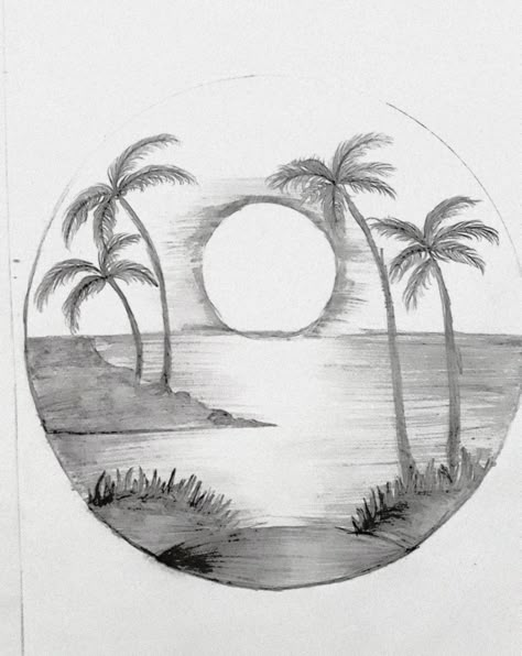 Beach Drawing Ideas, Sun Sketch, Sun Diagram, Pen Art Ideas, Sun Outline, Sketches Landscape, Sunrise Drawing, Pencil Sketches Landscape, Odyssey Art