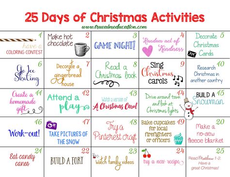 25 Days of Christmas Activities 25 Days Of Christmas Activities, Advent Calendar Activities, Calendar Advent, Printable Advent Calendar, Calendar Activities, Advent Activities, Calendar Christmas, 25 Days Of Christmas, Christmas Calendar