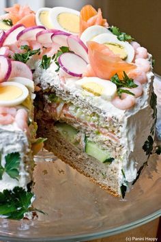 Kiwi Fruit Cake, Swedish Sandwich, Sandwich Torte, Sandwich Cake, Swedish Recipes, Tea Sandwiches, Savoury Cake, Wrap Sandwiches, Easy Cake Recipes