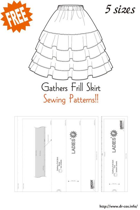 Ruffled Skirt Pattern, Japanese Skirt, Skirt Sewing Patterns, Ruffle Skirt Pattern, Japanese Sewing Patterns, Skirt Patterns, Frill Skirt, Clothing Guide, Skirt Sewing