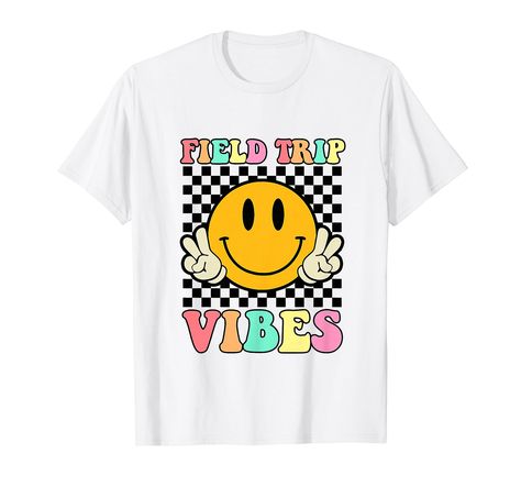 PRICES MAY VARY. Field Trip Vibes Face Smile Retro Groovy Field Day 2024 T-Shirt Field Day 2024 Let The Games Begin Kids Boys Girls Teachers. The perfect for pre-k, pre school, kindergarten, 1st grade, 2nd grade, 3rd grade, 4th grade, 5th grade, 6th grade students to wear on the last day of school or on field day! Lightweight, Classic fit, Double-needle sleeve and bottom hem Face Smile, Retro Groovy, Field Day, Retro T Shirt, Fifth Grade, Last Day Of School, Field Trip, 5th Grade, First Day Of School