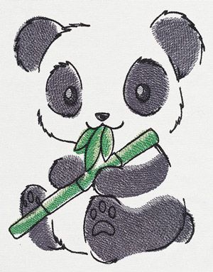 Baby Bamboo design (UT13227) from UrbanThreads.com Panda Drawing Easy, Panda Sketch, Bamboo Drawing, Cute Panda Drawing, Panda Drawing, Baby Bamboo, Panda Art, Urban Threads, Kunst Inspiration