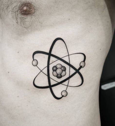 Atomic Tattoo Design, Atoms Tattoo Design, Atom Drawing Art, Atom Tattoo Small, Atom Tattoo Design, Physics Tattoo Ideas, Tattoos Science, Atom Drawing, Atomic Tattoo