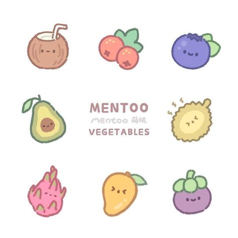 Cute Food Doodles Easy, Drawing Vegetables, Cute Small Drawings, Food Doodles, Cute Easy Doodles, Images Kawaii, Cute Food Drawings, Cute Food Art, Cute Doodles Drawings