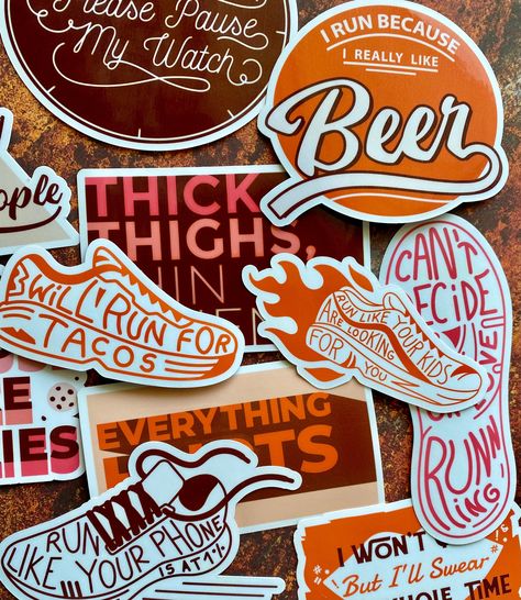 Running Stickers, Smile Sticker, Coffee Artwork, Funny Running, Positivity Stickers, Running Humor, Computer Sticker, Running Club, Gifts For Runners