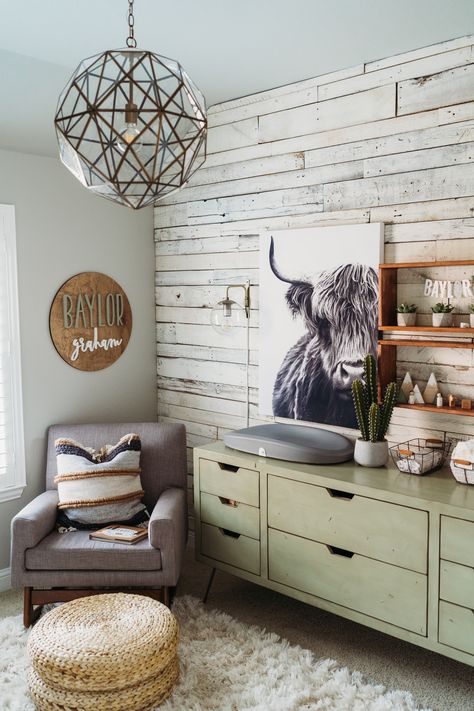 Farmhouse Upstairs, Hands Wallpaper, Nursery Inspiration Neutral, Western Nursery, Furniture Wallpaper, Cow Nursery, Pantry Laundry, Baby Nursery Inspiration, Baby Boy Room Nursery