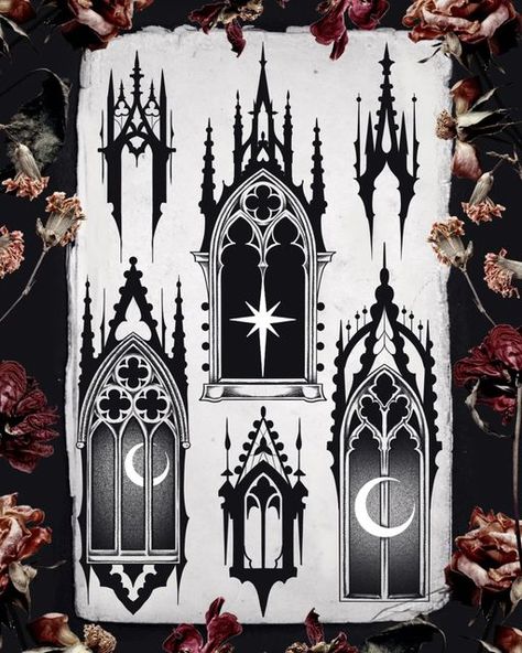 Gothic Windows Tattoo, Cathedral Tattoo, Paris Tattoo, Gothic Windows, Creepy Tattoos, Gothic Cathedral, Spooky Tattoos, Getting A Tattoo, Gothic Tattoo