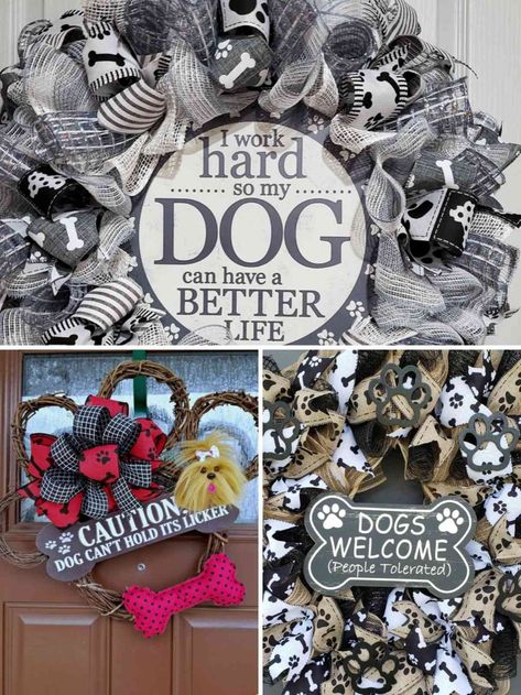 21 Paw Print Wreath Puppy Love Ideas - PinkPopDesign Pawprint Wreath Diy, Paw Wreath Ideas, Dog Themed Wreaths, Dog Wreaths For Front Door Diy, Dollar Tree Dog Paw Wreath, Dog Wreath Ideas Diy, Paw Wreath Diy, Dog Wreath Ideas, Paw Print Wreath Diy