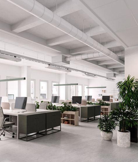 Open Office Design, Interior Kantor, Industrial Office Design, Open Space Office, Commercial And Office Architecture, Office Design Inspiration, Modern Office Space, Loft Office, Office Interior Design Modern