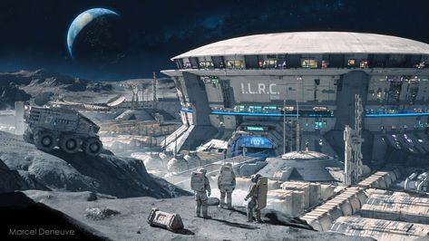 ArtStation - Heron Marcel Deneuve, Space Colony Concept, Sci Fi Base, Scifi Building, Scifi City, Moon Base, Space Colony, Sci Fi Architecture, Science Fiction Artwork