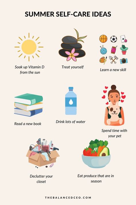 Summer self-care infographic June Self Care Challenge, Summer Self Care Ideas, Summer Self Care Aesthetic, Summer Content Ideas, June Self Care, August Self Care, Summer Health Tips, Self Care Bucket List, Summer Habits