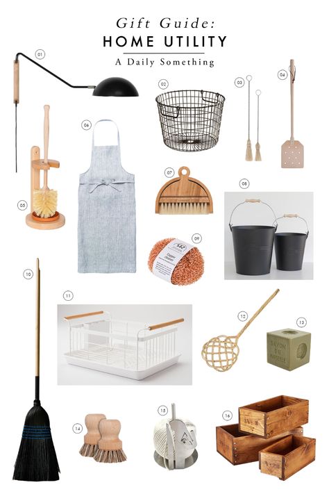 A gift guide for beautiful home utility items curated by Rebecca of A Daily Something. #formandfunction #giftguide #homeutilitygiftguide #beautifulcleaningsupplies #kitchencleaningsupplies #beautifulcleaningtools #beautifulcleaningsupplies #giftsforhomemakers Capsule Kitchen, Sparrow Academy, Spring Bedroom, Clean Pots, Cleaning Gift, Family Diy, Natural Lifestyle, Super Nails, Wooden Storage Boxes