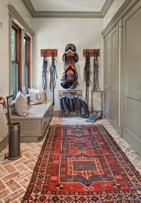 Running out of room for tack? Consider keeping it in your mudroom for practical or design purposes. These spaces will inspire you to rethink your space. Horse Tack Rooms, Small Barns, Horse Barn Designs, Dream Horse Barns, Horse Barn Plans, Horse Stable, Equestrian Decor, Barn Plans, Barn Design