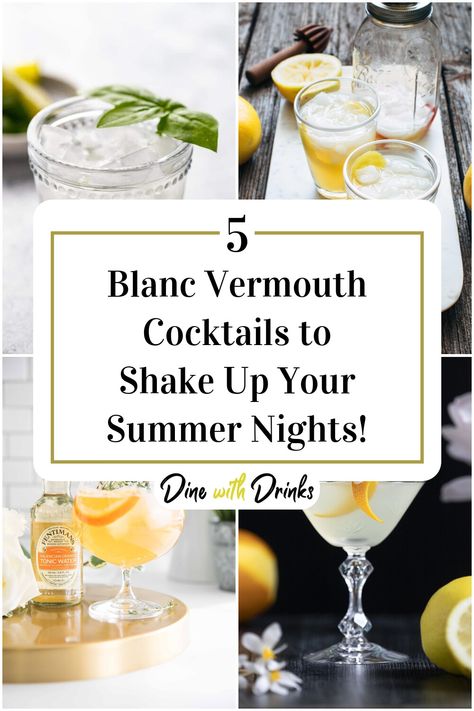 Collage of 4 blanc vermouth cocktails. White Vermouth Cocktails, Dry Vermouth Cocktails, Vermouth Drinks, Vermouth Cocktails, Vermouth Cocktail, Lemon Cocktail, White Cocktails, Dry Vermouth, Beer Cocktails