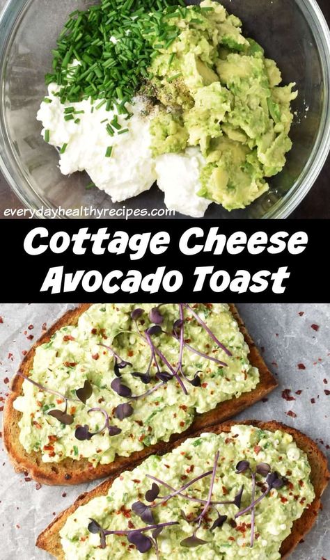 Avocado Recipes Toast, Avocado Toast With Protein, Avocado Toast Variations, Gallbladder Friendly Breakfast, To Go Protein Breakfast, Healthy Breakfast Before Workout, Avocado And Cottage Cheese Toast, Greens For Breakfast, Cottage Cheese And Avocado Toast