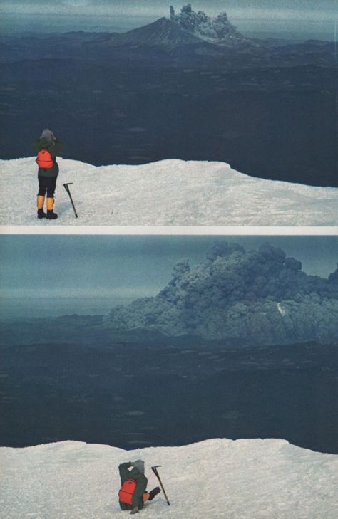 Eruption of Mt. Saint Helens, as seen by climbers on nearby Mt. Adams | Photo by National Geographic, January 1981 Monte Everest, Mt St Helens, Mount St Helens, Saint Helens, National Geographic Magazine, St Helens, Abbey Road, Yokohama, Fort Lauderdale