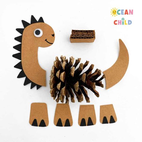 Pinecone Dinosaur, Dinosaur Craft Kids, Dino Craft, Dinosaur Craft, Dinosaur Crafts, Popular Crafts, Cones Crafts, Animal Crafts For Kids, Fall Craft