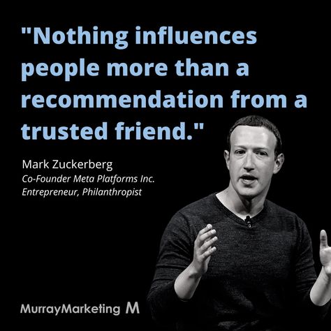 WOM (Word-Of-Mouth) Marketing is the ultimate win for marketers. Not only is it free, but who do you trust more than your friends and family? This quote from Mark Zuckerberg reiterates just that. 🔥 #MarketingMonday - - - #DigitalMarketing #WOMMarketing #SocialMediaMarketing #SocialMediaAdvertising #Meta #MarkZuckerberg #MarketingQuote #SmallBusiness Word Of Mouth Quotes, Advertising Quotes Marketing, Mouth Quote, Social Media Meme, Motivation Posters, Kearney Nebraska, Word Of Mouth Marketing, Advertising Quotes, Marketing Poster