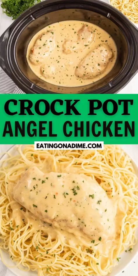 Low Sodium Crockpot Chicken, Low Sodium Chicken Crockpot Recipes, Crock Pot Angel Chicken Recipe, Chicken Over Noodles, Crockpot Boneless Chicken Breast Recipes, Angel Chicken Recipe, Heavenly Chicken Recipe, Angel Chicken, Vegetable Slow Cooker