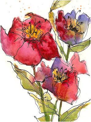 I have decided that I just love to do watercolors that are more expressive and not quite as tight. It is actually fairly hard to k... Cat Air, Watercolour Inspiration, Watercolor Flower Art, 수채화 그림, Plant Drawing, Lukisan Cat Air, Watercolor Flowers Paintings, Pen And Watercolor, Watercolor Sketch