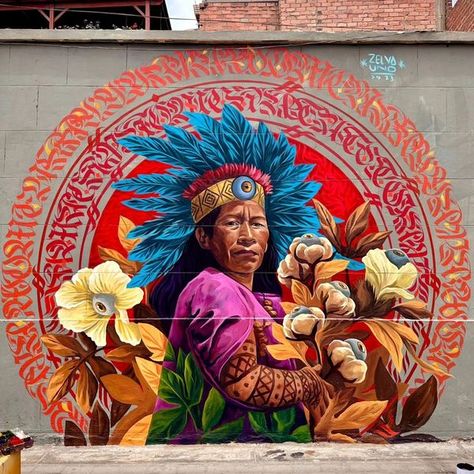 Street Art Wiki | By @smoke.ms and @zelvauno in Supe, Peru for @concrearte.pe. | Facebook Street Art Graffiti Murals, Aztec Paintings, Mexican Paintings, Street Wall Art, 2023 Photo, Mexico Culture, Mexico Art, Graffiti Murals, Facebook Fan Page