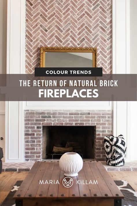 Tall Red Brick Fireplace High Ceilings, Add Brick To Fireplace, Brick Fireplace With Sconces, Brick Fireplace With Seating Ledge, Brick Fireplace Veneer, Brick Mantel Fireplace, Joanna Gaines Brick Fireplace, Paint Colors With Brick Fireplace, Brick Fireplace Herringbone