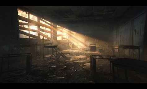 School Zombie Apocalypse, Classroom Job, Halloween Classroom, Rp Ideas, Post Apocalypse, Fantasy Adventure, 3d Modelling, Environment Design, Zombie Apocalypse