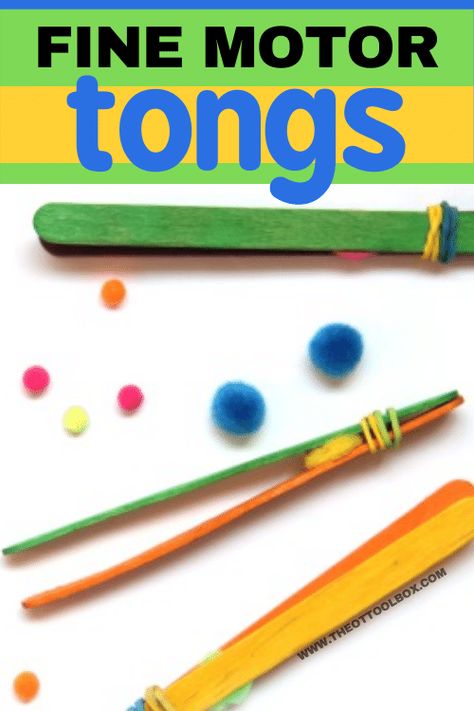 Make your own fine motor tweezers or (DIY tongs!) to build fine motor skills in kids. These are fun for counting items, building small motor skills, and helping kids develop hand strength needed for writing. Fine Motor Dexterity Activities, Toys For Fine Motor Skills, List Of Fine Motor Activities For Preschoolers, Fine Motor Strengthening For Kids, Fine Motor Skills Activities Preschool, Fine Motor Skills For Preschoolers, Fine Motor Games, Fine Motor Activities For Toddlers, Pencil Grasp