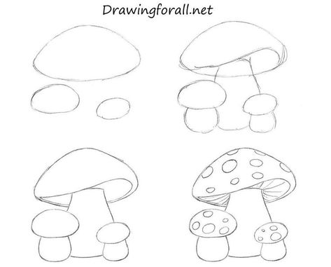 How To Draw Mushrooms, Draw Mushrooms, Drawing Instructions, Mushroom Drawing, Flower Drawing Tutorials, Seni Dan Kraf, Buku Skrap, Easy Doodle Art, Easy Doodles Drawings