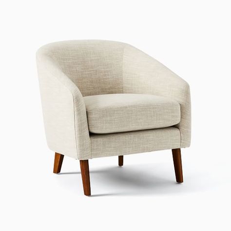 Furniture Up to 70% off Warehouse Sale | West Elm Curved Chair, Finger Henna, Oversized Furniture, Patterned Chair, Dyed Linen, Mid Century Chair, Single Sofa, Modern Furniture Living Room, Wood Chair