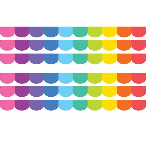 Teacher Created Resources® Colorful Scalloped Die-Cut Border Trim, 35 Feet Per Pack, 6 Packs | Use Colorful Scalloped Die-Cut border trim to liven up your classroom! Create fresh looks for bulletin boards, windows, walls, and class projects. Mix and match with coordinating products (stickers, notepads, awards, etc.) for a classroom theme. Each pack has 12 pieces (2-3/16" x 35") for a total length of 35 feet of trim! Sold as 6 packs for a total of 72 pieces (210 feet). Bulletin Board Border Ideas, Soal Tk, Growth Mindset Bulletin Board, Classroom Borders, Bulletin Board Borders, English Phonics, Page Borders Design, Kindergarten Math Activities, Christmas Tree Art