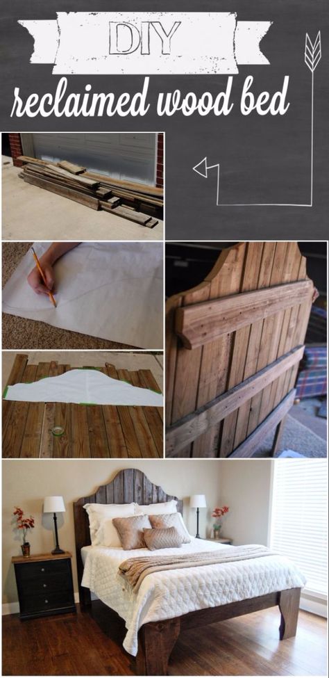 DIY Platform Beds - DIY Reclaimed Wooden Bed - Easy Do It Yourself Bed Projects - Step by Step Tutorials for Bedroom Furniture - Learn How To Make Twin, Full, King and Queen Size Platforms - With Headboard, Storage, Drawers, Made from Pallets - Cheap Ideas You Can Make on a Budget http://diyjoy.com/diy-platform-beds Reclaimed Wood Bed, Diy Bed Frame Easy, Diy Reclaimed Wood, Reclaimed Wood Beds, Diy Platform Bed, Headboard Ideas, Diy Bed Frame, Diy Holz, Wood Bed