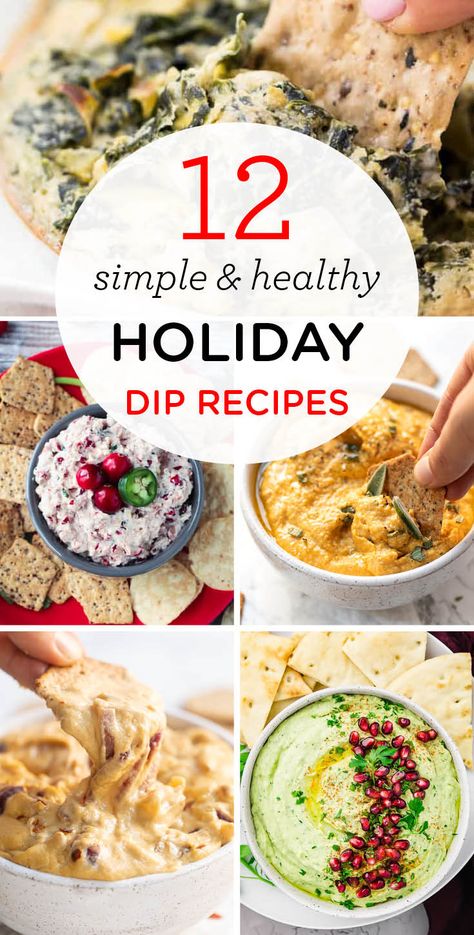 HEALTHY HOLIDAY DIPS -- simple, delicious and perfect for your holiday party! Simply Quinoa #dips #healthyholidayrecipes Holiday Dip Recipes, Healthy Holiday Appetizers, Holiday Dip, Holiday Dips, Healthy Holiday Recipes, Simply Quinoa, Healthy Dips, Holiday Snacks, Healthy Holidays