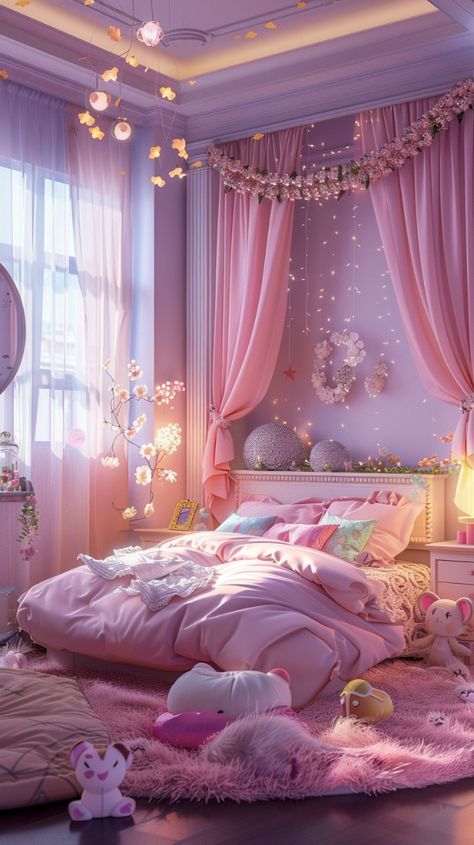 Preppy Zepeto, Background Bedroom, Dream Bedroom Inspiration, Pink Bedroom For Girls, Pink Girl Room, Zepeto Background, Purple Bedrooms, Bedroom Pink, Kids Bedroom Inspiration