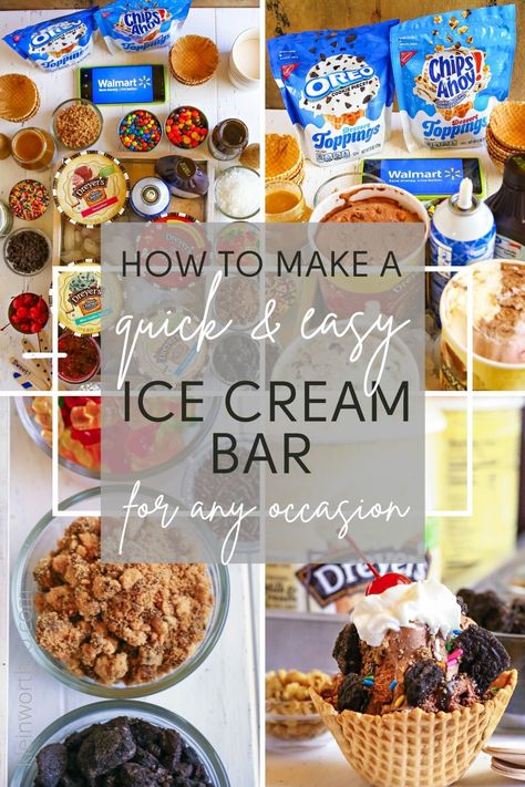 An Ice Cream Sundae Bar is the ultimate treat for a hot summer day or to celebrate a special occasion- here we've listed all the necessities. Essen, Sundae Toppings Bar, I’ve Cream Bar Toppings, Kids Ice Cream Sundae Ideas, Ice Cream Toppings Bar Sundae Party, Ice Cream Bar Toppings Ideas, Birthday Ice Cream Bar Ideas, Ice Cream Social Toppings, Sunday Toppings Ice Cream