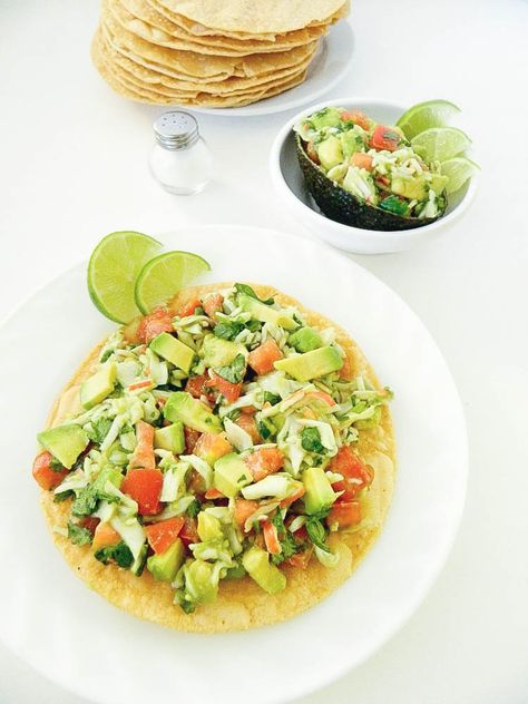 Crab Avocado Toast, Crab Tostadas Recipe, Crab Tostadas, Crab Meals, Avocado Tostadas, Crab Meat Salad, Shrimp Tostadas, Tostada Recipes, Crab Salad Recipe