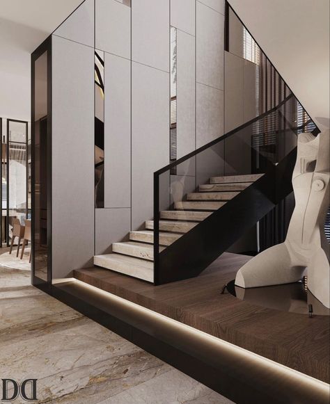 Staircase Wall Decoration, Modern Luxury Stairs, Stairs Wall Design Modern, Modern Railing Design, Staircase Wall Design Modern, Modern Luxury Staircase, Stairs Wall Design, Staircase Wall Design, درابزين السلم