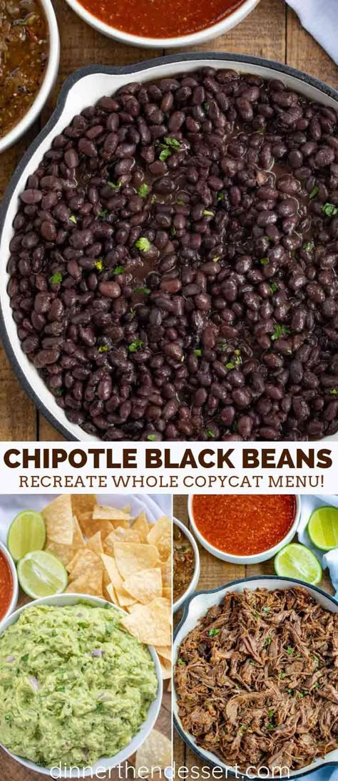 Chipotle Black Beans (Copycat) recipe? with chili powder, cumin, lemon and lime is an easy recipe that brings the taste of Chipotle Mexican Grill home. #chipotle #copycat #mexicanfood #side #beans #dinnerthendessert Chipotle Black Beans Copycat, Chipotle Copycat Recipes, Chipotle Copycat, Chipotle Black Beans, Chipotle Recipes, Chipotle Mexican Grill, Dinner Then Dessert, Mexican Breakfast Recipes, Black Bean Recipes