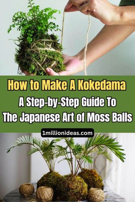 How to Make A Kokedama: A Step-by-Step Guide To The Japanese Art of Moss Balls - 60 How To Make Kokedama, How To Make A Kokedama Ball, How To Make Kokedama Balls, Kokodama Pot Diy, Kokodema Diy, Moss Crafts, Kokedama Diy, Japanese Moss Balls, Small Flowering Plants