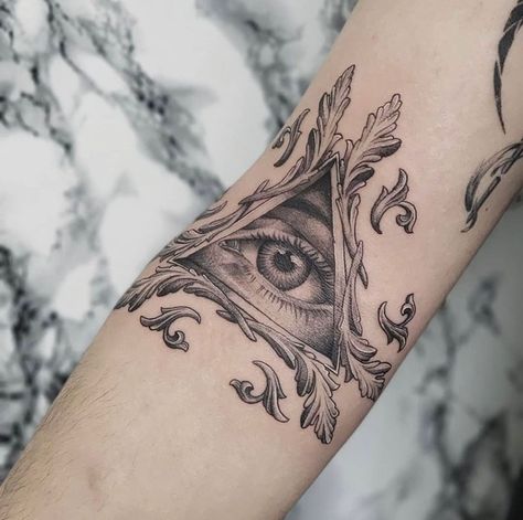 296 Likes, 5 Comments - HoN Studios Toronto 🇨🇦 (@hontattoostudio) on Instagram: “Your eyes are a reflection of your spirit 👁  All seeing eye with filigree in the elbow ditch done…” Elbow Ditch Tattoo, Providence Tattoo, Illustrative Tattoos, Eye Of Providence, Elbow Tattoos, Seeing Eye, All Seeing Eye, Eye Tattoo, All Seeing