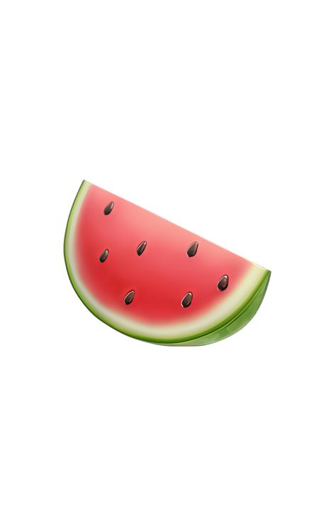 The emoji 🍉 depicts a slice of watermelon with a bright pink flesh and black seeds scattered throughout. The outer rind is a dark green color with lighter green stripes. The slice is shown at an angle, with the flesh and seeds visible. The overall appearance is juicy and refreshing, just like a real watermelon. Watermelon Meme, Watermelon Emoji, Watermelon Icon, Sliced Watermelon, Emojis Iphone, Apple Emojis, Ios Emoji, Iphone Emoji, Icon Emoji