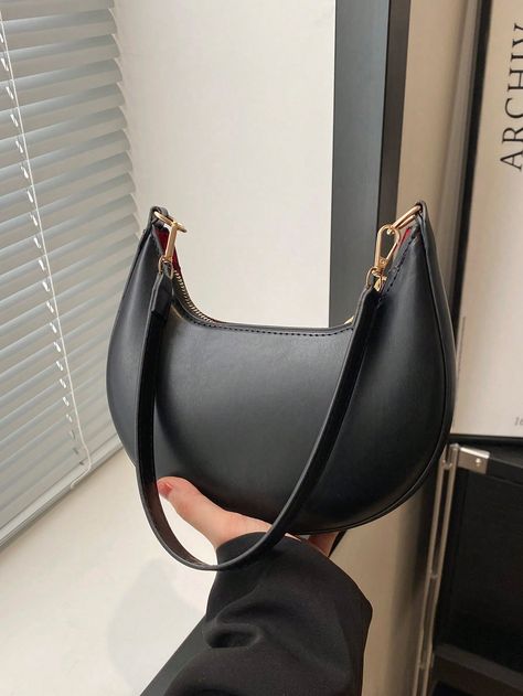 1pc Zipper Closure Pu Solid Color Crescent Shoulder Bag With Armpit Bag, Fashionable Retro Work Office Shoulder Bag For Women Daily UseI discovered amazing products on SHEIN.com, come check them out! Business Casual Minimalist, Armpit Bag, Moon Bag, Breast Tape Lift, Bags For Teens, Packing Tips For Travel, Bag Light, Black Shoulder Bag, Kids Sleepwear