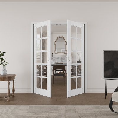 The European doors combine modern and traditional designs with a French-style touch. They are the best choice for bedrooms, bathrooms, or closets, offering a warm look, bright colors, high-quality materials, and a soft opening. The door is made of solid MDF wood and has a thickness of 35mm. The glass is 4mm thick with a 10 liters of Clear glass. The 35mm thick solid composite wood construction provides a 30% noise reduction compared to standard doors. The door is manufactured ensuring several ge Double Office Doors, Modern Closet Door, Bathroom French Doors, French Door Closet, Embroidery Room, Bathroom French, Modern Closet Doors, Basement Door, Standard Doors