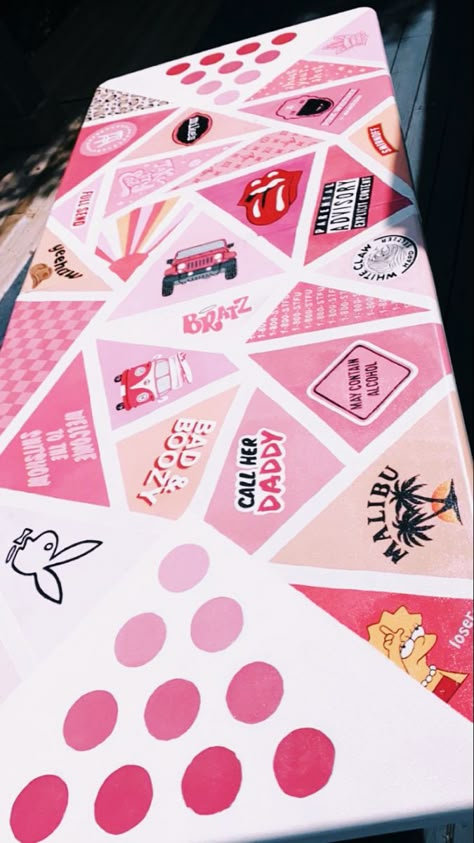 White Claw Beer Pong Table, Barbie Beer Pong Table, Easy Beer Pong Table Painted, Pink Ping Pong Table, Pink Cup Pong Table, Easy Pong Table Ideas, Girly Ping Pong Table Painted, Pink Whitney Pong Table, Bad And Boozy Beer Pong Table