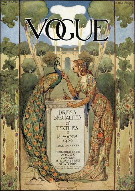 Vintage Vogue Magazine, Vintage Vogue Covers, Vogue Magazine Covers, Vogue Vintage, Vintage Magazine Covers, Fashion Magazine Cover, Peacock Art, Art Deco Posters, Vogue Covers