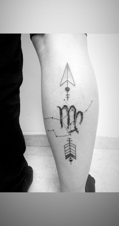 Virgo Arrow Tattoo, Virgo Tattoo For Men Zodiac Signs, Virgo Earth Tattoo, Virgo Tattoo Designs For Men, Virgo Tattoo For Men, Shoulder Sleeve Tattoo, Tattoo Ideas Female Thigh, Virgo Sign Tattoo, Eden Tattoo