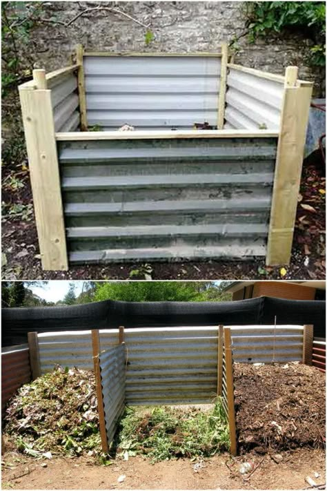 25 Best easy DIY compost bin ideas & free plans to make with wood, pallets, wire, mesh, buckets, from outdoor tumbler to indoor worm bins! - A Piece of Rainbow, gardening, organic garden tips, soil building, raised beds, backyard, kitchen scrap, DIY fertilizer, compost tea Garden Permaculture Ideas, Compost Bins Ideas, Metal Compost Bin Diy, Diy Trash Can Compost Bin, Compost Diy Bin, Diy Compost Bin Outdoor Pallets, Diy Compost Bin Outdoor Tumbler, Chicken Wire Compost Bin, Log Compost Bin