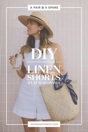 DIY Linen Shorts with Flat Waistband (part of a top and shorts set!) Diy Fashion Tops, Diy Fashion Projects, Shorts Diy, Sewing Dress, Diy Shorts, Top Sewing, Diy Vetement, Costura Diy, Diy Cross