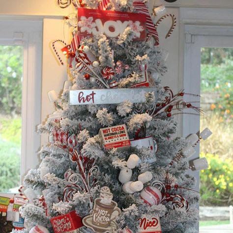 Hot Cocoa Tree Hot Cocoa Tree Decoration, Hot Coco Theme Christmas Tree, Hot Chocolate Themed Christmas Tree, Hot Cocoa Themed Christmas Tree, Hot Cocoa Tree, Coffee Theme Christmas Tree, Hot Cocoa Christmas Tree, Hot Chocolate Christmas Tree, Chocolate Christmas Tree